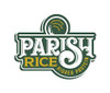 Parish Rice 2lb, logo featuring the brand name Parish Rice with rice grains and a curved rice stalk design