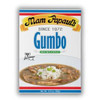 Mam Papaul's Gumbo with Roux Mix, product packaging showing a bowl of gumbo with rice and green onions.