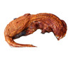 Gator World Headless Whole Skinned Alligator Medium, cooked alligator meat with crispy, seasoned skin and exposed meat, isolated on white background.