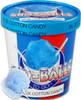 Sno-Balls To Go - Blue Cotton Candy - 16oz Pint, blue cotton candy on a stick with a background of the product container