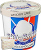 Sno-Balls To Go - Wedding Cake - 16oz Pint, image of a pint container of wedding cake flavored snowballs with an illustration of a wedding cake slice on the side.