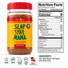 Slap Ya Mama Original Blend Cajun Seasoning 32oz, clear plastic jar with red lid and bright yellow label featuring red and green text and chili pepper illustrations.
