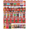 THE WORKS Ragin' Cajun & Cajun's Choice Huge Variety Pack, assortment of canned Cajun seasonings and sauces in colorful cans and packages displayed in rows.