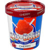 Sno-Balls To Go - Cherry - 16oz Pint, red and white cup with Cherry flavor snow cone image on the label.
