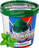 Sno-Balls To Go - Spearmint - 16oz Pint, container of green spearmint-flavored frozen treat with a mint leaf in front.