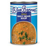 Blue Runner Navy Bean Soup 15oz, can of creamy navy bean soup with parsley garnishing on top.