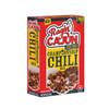 Ragin' Cajun Championship Chili Mix, box of two packs featuring an image of prepared chili in a bowl with ground meat and beans.