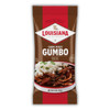Louisiana Fish Fry Dark Roux Gumbo Base 5oz, packaged food product in a brown and red bag with an image of gumbo and rice on the front.