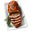 Creole Foods of Louisiana Creole Pork Sausage Turducken Roll 5lbs, cooked and sliced on a white platter garnished with rosemary