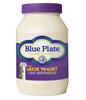 Blue Plate Light Mayonnaise With Greek Yogurt, 30 oz jar of mayonnaise featuring a purple lid and label design.