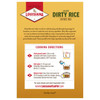 Louisiana Fish Fry Cajun Dirty Rice Entree Mix 8oz, product packaging featuring cooking instructions and a yellow background with red, white, and green text.