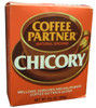 Luzianne Chicory - Coffee Partner 6 1/2 oz, natural ground chicory coffee in a box with a cup of coffee illustration.