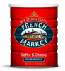 French Market Coffee Medium - Dark Roast Coffee & Chicory 12 oz, red container with French Market logo and highlighted text for medium-dark roast.