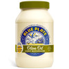 Blue Plate Olive Oil Mayonnaise 30 oz, creamy mayonnaise in a white jar with green lid and blue and yellow label.
