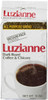 Luzianne White Label Dark Roast C&C Bag 13 oz, image of coffee bag with dark roast coffee grounds and product branding.
