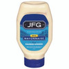 JFG Mayonnaise 18 oz, bottle of creamy mayonnaise with blue and white label and flip-top cap, ideal for sandwiches and salads.