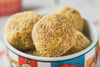 La Boucherie Boudin Balls 2 lb, crispy fried boudin balls in a bowl, served as a savory appetizer or snack.