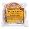 La Boucherie Stuffed Boneless Pork Chop 16oz, seasoned and ready to cook with jalapeño cornbread stuffing, in a sealed plastic package with a detailed label.