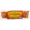 La Boucherie Bacon Wrapped Pork Tenderloin 28 - 32oz., raw pork tenderloin wrapped in bacon with seasoning, in clear plastic packaging.