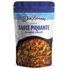 Blue Runner Sauce Piquante 30oz Pouch, front view of the product packaging with an image of seasoned seafood stew in a black skillet.