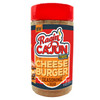 Ragin' Cajun Cheeseburger Seasoning & Rub- 8oz, red-capped bottle of Cajun cheeseburger seasoning and rub with bold red and yellow label, shown on a white background.