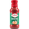 Louisiana Fish Fry Cocktail Sauce, 12oz bottle of tangy, creamy seafood cocktail sauce with shrimp image.