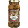 Boscoli Jalapeno Stuffed Olives 16oz, jar filled with green olives stuffed with spicy jalapeno peppers in brine.