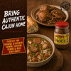 Savoies Dark Roux 16oz, jar of rich dark roux seasoning for Cajun dishes, with cooked jambalaya and gumbo in bowls beside a loaf of bread.