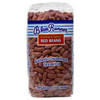 Blue Runner Dry Red Beans 1lb, clear plastic bag filled with dry red beans with blue and red label showcasing product details.