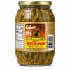 Cajun Chef Spicy Green Beans 32oz, Jar of spicy green beans with a label showcasing product details and branding.