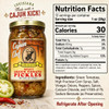 Cajun Chef Spicy Green Tomato Pickles 16oz, jar of spicy green tomato pickles with vegetables and spices visible inside.