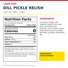 Cajun Chef Dill Pickle Relish 128oz, product ingredient label with nutritional facts and ingredients listed.