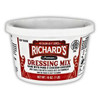 Richards Dressing Mix 1lb, container with red and white label indicating premium dressing mix made with pork and chicken gizers.
