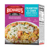 Richards Crawfish & Corn Macque Choux 12oz, packaged seafood dish with crawfish, corn, and rice in a purple container.