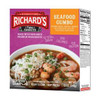 Richards Seafood Gumbo 12oz, packaged seafood gumbo in a box with a bowl of shrimp and vegetables on the front.