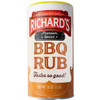 Richards BBQ Rub Seasoning, cylindrical container with red, black, and white label design, 16oz net weight, showcasing flavorful spice blend for grilling and barbecuing.