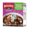 Richards Chicken & Sausage Gumbo 12oz, packaged bowl of chicken and sausage gumbo with rice and vegetables