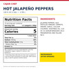 Cajun Chef Whole Hot Jalapeno Peppers 128oz, product label showing nutrition facts and ingredients.