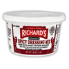 Richard's Richards Dressing Mix Hot 1lb, container of spicy dressing mix made with pork and chicken gizzards.