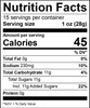 Ragin Cajun Spicy Sweet Pickle Slices 12oz, close-up of nutrition facts label showing nutrition details per serving
