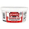 Richard's Richards Dressing Mix 2lb, a white container of seasoning mix with red and black labeling for pork and chicken gizzards.
