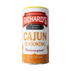 Richard's Richards Cajun Seasoning 16oz, cylindrical container with white, red, black, and yellow packaging, labeled 'Cajun Seasoning' and 'Tastes so good!'