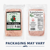 Gator World Alligator Filets 1lb, frozen alligator meat in clear vacuum-sealed packaging with a label featuring a cartoon alligator chef, nutritional info, and USDA certification.