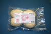 Cajun Original Crab Pistolettes 4 Pack, frozen crab-stuffed pastry pistolette in clear plastic packaging with label showing product details.