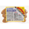 Savoie's Classic Boudin 14oz, packaged sausage with visible casing and label showing product details, flavor, and nutrition information.