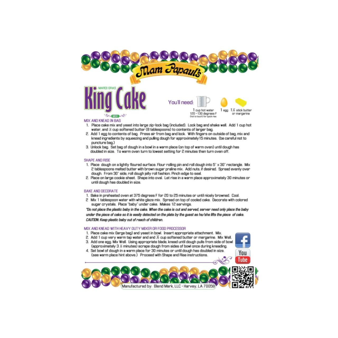 Mam Papaul's Mardi Gras King Cake with Praline Filling 28.5oz