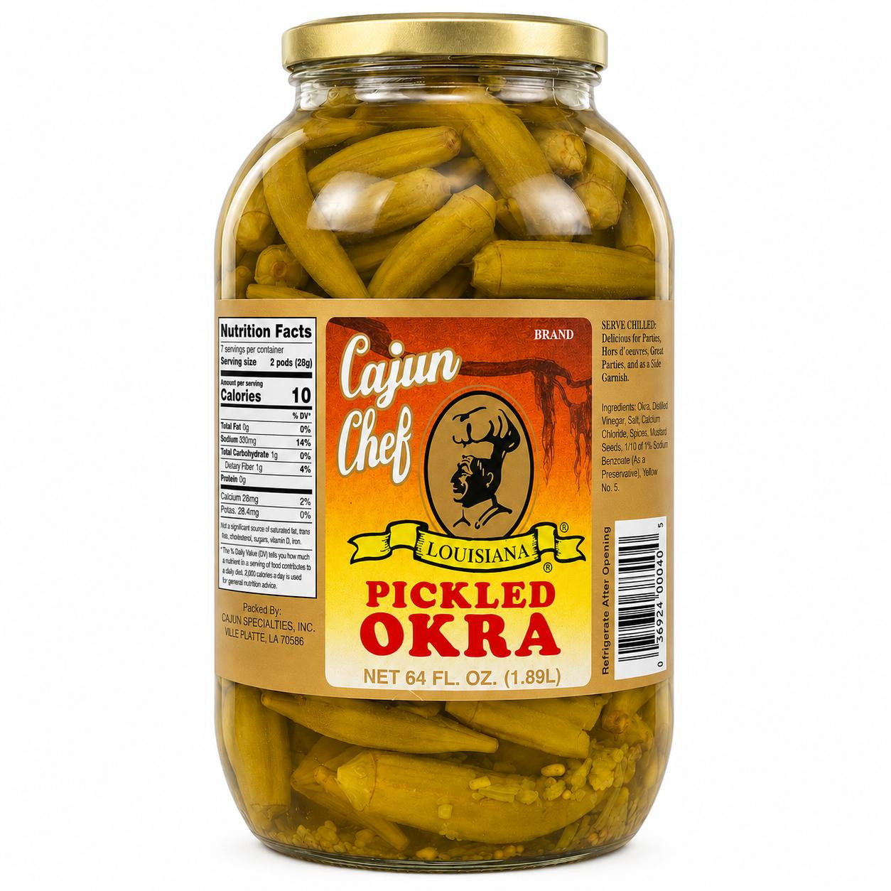 Cajun Chef Pickled Okra 64oz | Bloody Mary Garnish | Creole.net