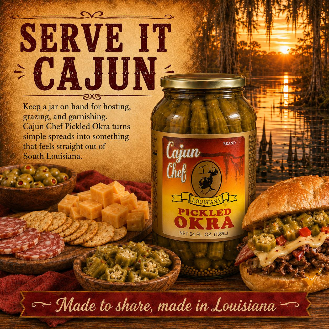 Cajun Chef Pickled Okra 64oz | Bloody Mary Garnish | Creole.net