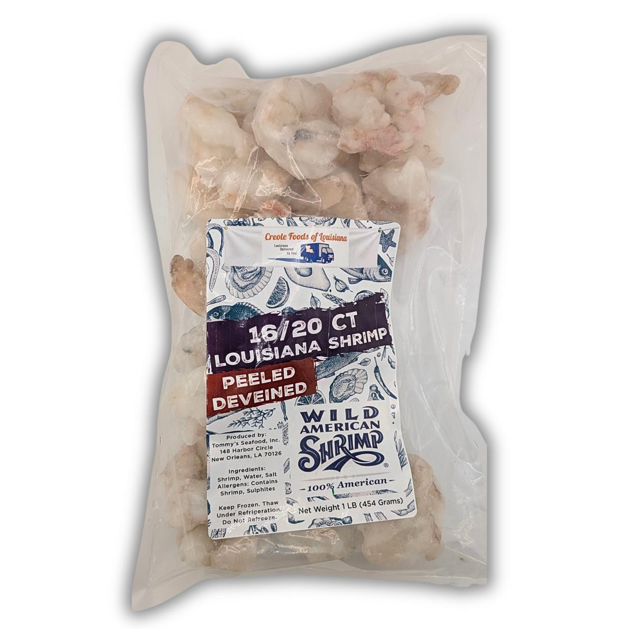 1lb BAG 16-20 IQF Peeled & Deveined Shrimp - By Creole Foods