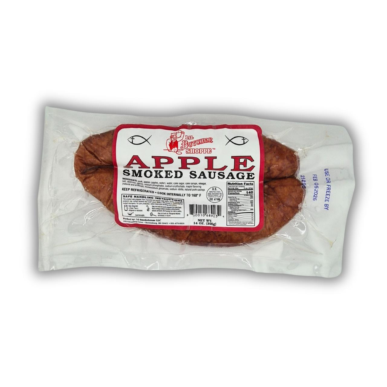 Apple Smoked Sausage 14 oz | Lil Butcher Shoppe Orchard Links